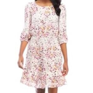 Gabby Skye Dress Plus Size 22W Pink Floral Tiered Flounce Hem Prairie